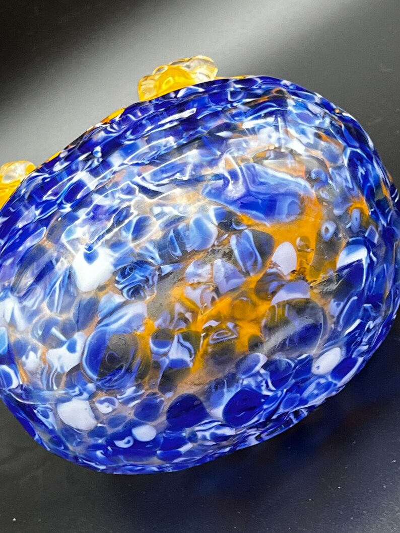 Art Glass Purse Vase Orange and Blue Etsy
