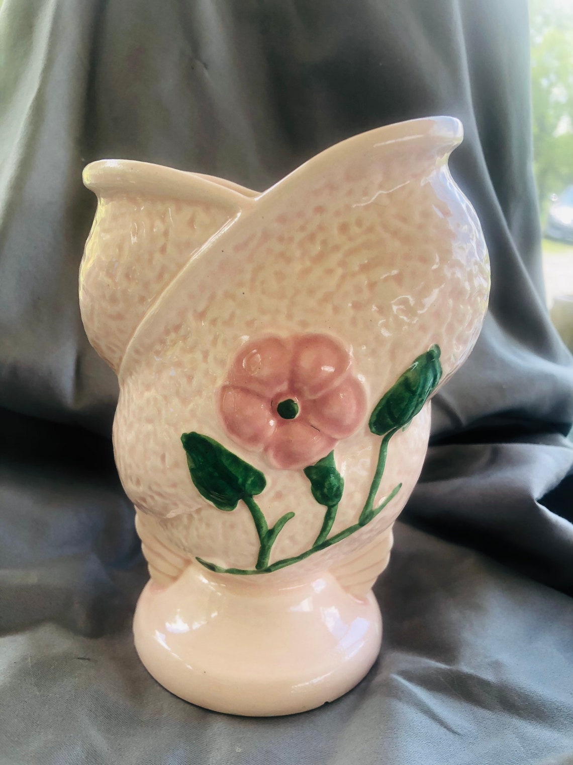 Vintage Pink Vase With Flower USA Etsy
