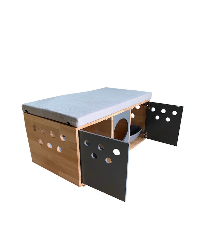 Deluxe Double Cat Litter Box Wood Furniture Etsy