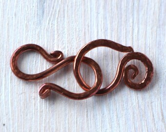 Copper Hook Clasp Handmade 2 cm, Hammered Copper Clasp, Rustic Jewelry Closure for Necklace Bracelet DIY