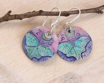 Butterfly earrings porcelain handmade – pink blue earrings – hypoallergenic silver ear hooks – lightweight ceramic earrings gift woman
