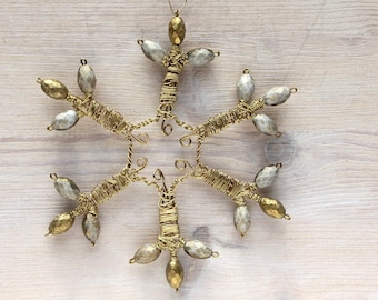 Pearl Star Christmas Ornament Retro Brass Star Christmas Tree Decoration