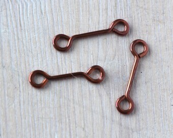Handmade Copper Connectors 2.4 cm – Hammered Chain Links for Elegant DIY Jewelry, Earrings & Bracelets. Set of 3