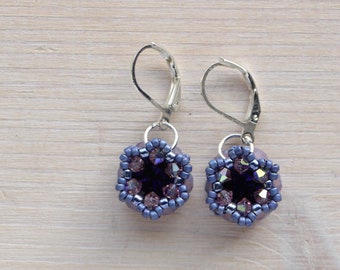 Sea blue earrings with Swarovski crystals