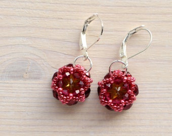 Magenta earrings with Swarovski crystals