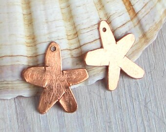 Copper Starfish Pendants 2 cm Handmade, Hammered Copper Charms, Maritime Jewelry Findings for DIY Earrings Necklace Set