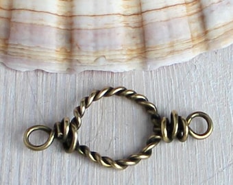 Handmade Brass Ring Connectors, Patinated 1mm Wire Links, Rustic Jewelry Findings for Necklace Earrings Bracelet DIY