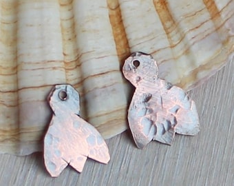 Copper Snowdrop Pendants 2 cm Handmade, Hammered Copper Charms, Floral Jewelry Findings for DIY Earrings Necklace
