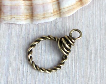 Handmade Twisted Brass Ring Connectors, 1mm Wire, Patinated Rustic Links, Jewelry Findings for Necklace Earrings Bracelet DIY