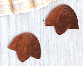 Copper Flower Charms 2 pcs – Hand Hammered, Tumbled, Bellflower / Snowflake Shape, DIY Earring Findings