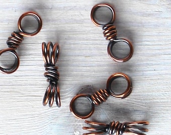 Copper Connectors Patina, Hand Bent Jewelry Findings, Rustic Copper Links, DIY Earrings Necklace Bracelet Making Supplies Handmade
