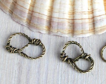 Brass Knot Connectors – Nautical Wire Links, Handmade Jewelry Findings, Twisted Brass, Maritime DIY Supplies