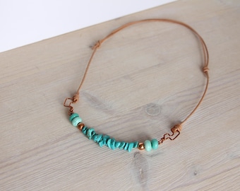 TETRIS necklace with semi-precious stone turquoise