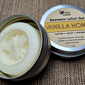 Vanilla / Honey Beeswax Body Bar - Cocoa Butter - Solid Lotion Bar