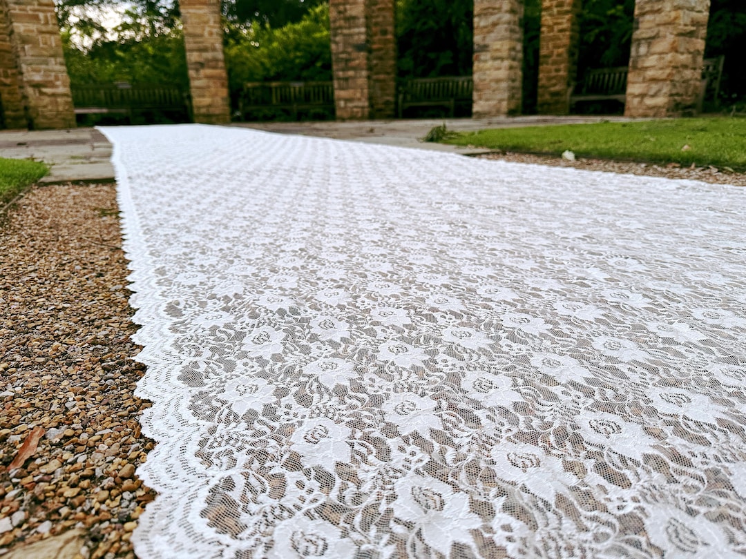 Lace Wedding Aisle Runner, Traditional Lace Aisle Runner, Floral Rose