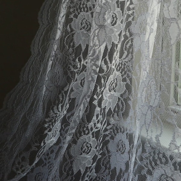 Victorian Lace Curtain(s), French Farmhouse Curtains, Floral Rose Lace Curtains, Sitting Room Curtains, White and Ivory Lace, Regal Curtains