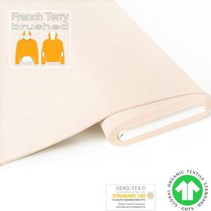 Morbido maglione GOTS BIO French Terry spazzolato ecru di Fabrilogy