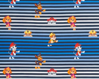 Jersey elástico PATRULLA CANINA Chase, Marshall y Skye en rayas Swafing
