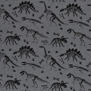 COZY SWEAT ALPEN FLEECE Eiger con scheletri di dinosauro su grigio chiazzato di SWAFING