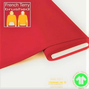 Morbido maglione GOTS BIO French Terry spazzolato rosso di Fabrilogy
