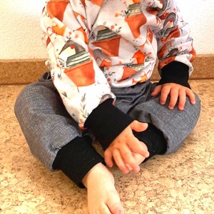 Baby bloomers GOTS BIO FRENCHTERRY jeans look anthracite with black cuffs