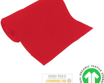GOTS organic fine knit ribbing, 70 cm wide, red, by Fabrilogy