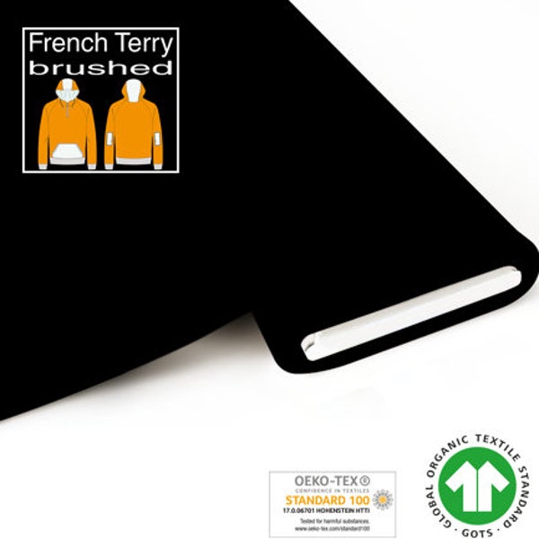 GOTS BIO cuddly sweat French terry brushed black by Fabrilogy