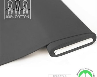 GOTS ORGANIC Jersey INTERLOCK 100% cotton dark grey by Fabrilogy