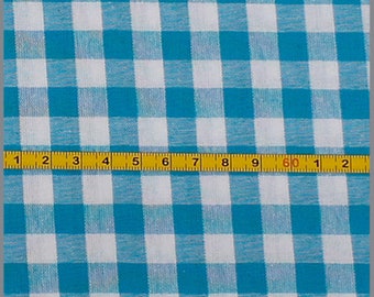 Cotton coated check 10 mm turquoise white