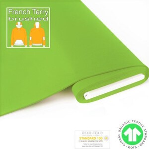 Morbido maglione GOTS BIO French Terry garzato verde chiaro di Fabrilogy