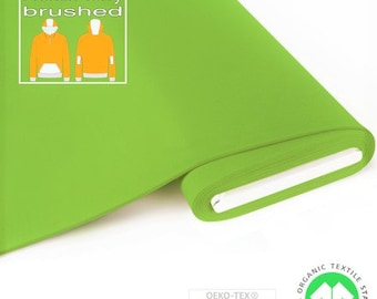 Felpa francesa orgánica GOTS suave y cepillada en verde claro de Fabrilogy