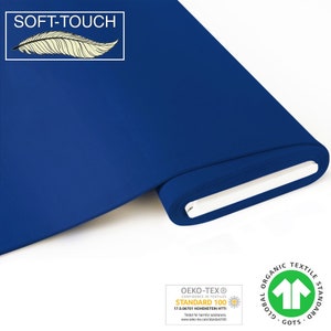 GOTS ORGANIC Jersey SOFTTOUCH 100% cotton royal blue