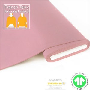 Morbido maglione GOTS BIO French Terry spazzolato rosa antico di Fabrilogy