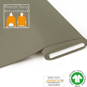 GOTS ORGANIC Cuddly Sweat French Terry brushed sage light army-green by Fabrilogy