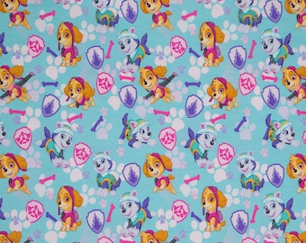 Camiseta elástica de la Patrulla Canina con Skye y Everest sobre fondo turquesa