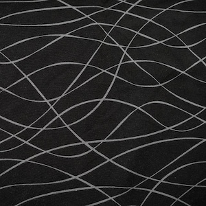 GOTS BIO Stretch Jersey Wave Lines in grey on black by Stoffonkel