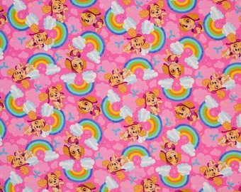 Jersey elástico PATRULLA CANINA Skye con arcoíris en rosa y Swafing rosa
