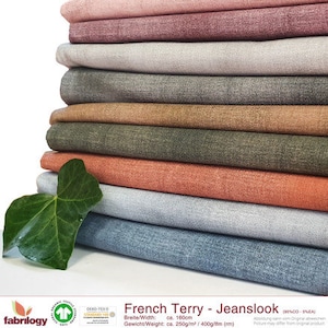 1 m - passi GOTS BIO French Terry Sweat Jeanslook SCELTA COLORE da Fabrilogy