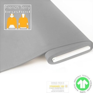 Morbido maglione GOTS BIO French Terry spazzolato grigio chiaro di Fabrilogy