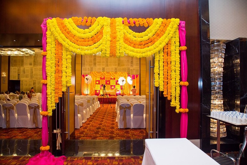 Marigold Flower 5ft Decorative Garlands With Bell For Indian Etsy