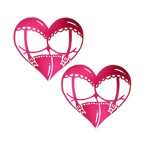 Cheeky Booty Heart Pasties | Black and Pink Nipple Covers for Fun Nights Out