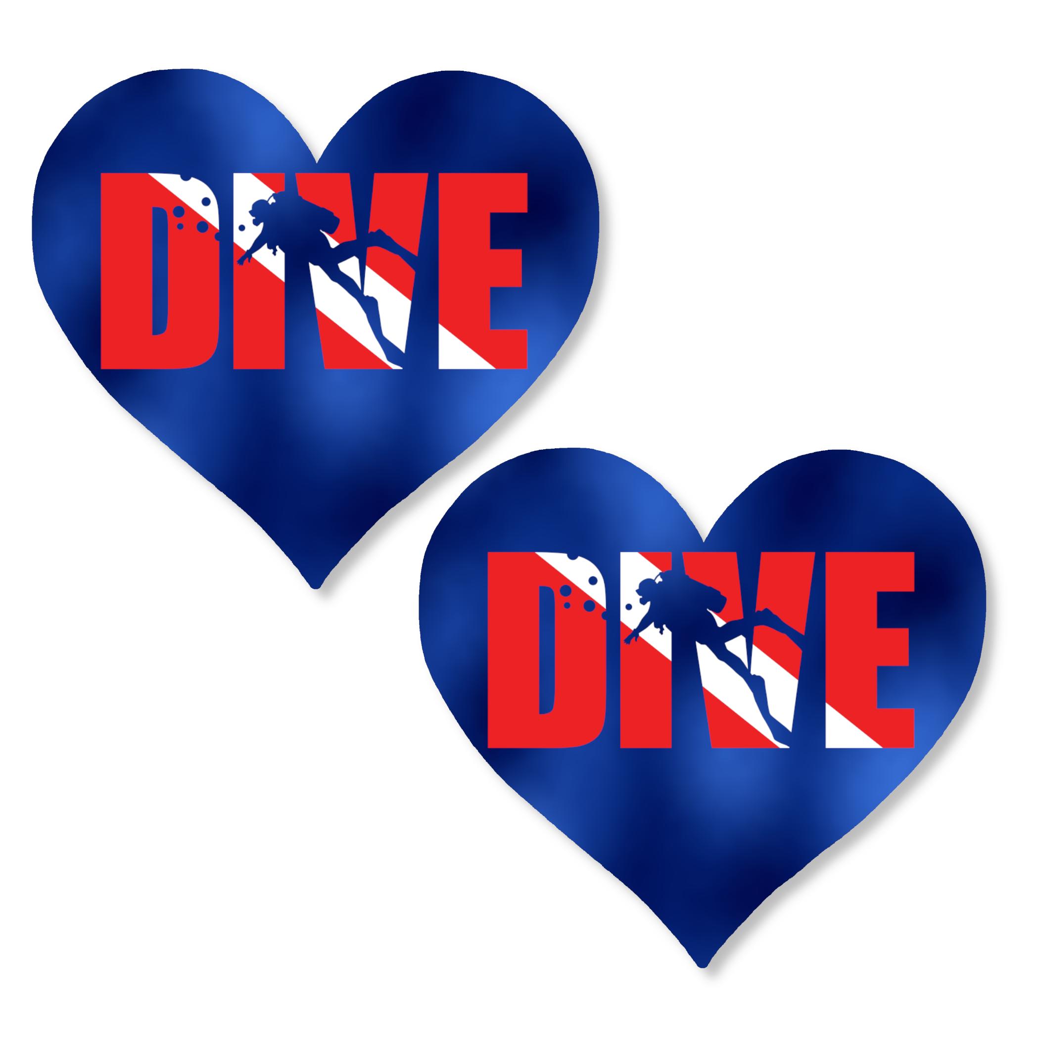 Heart Dive Pasties | Nipple Covers in Black and Blue for Beach & Party Fun