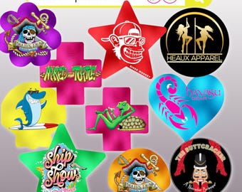 CUSTOM Pasties - Design your own - Ships within 48 hrs (Logo, Gag Gift, QR Code, Memes, Cartoon, Inside Joke,  etc.) - bulk & wholesale