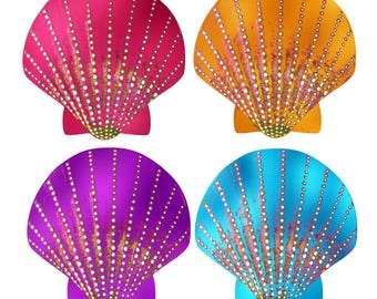 Rainbow Seashell Nipple Covers | Fun and Colorful Pasties for Summer