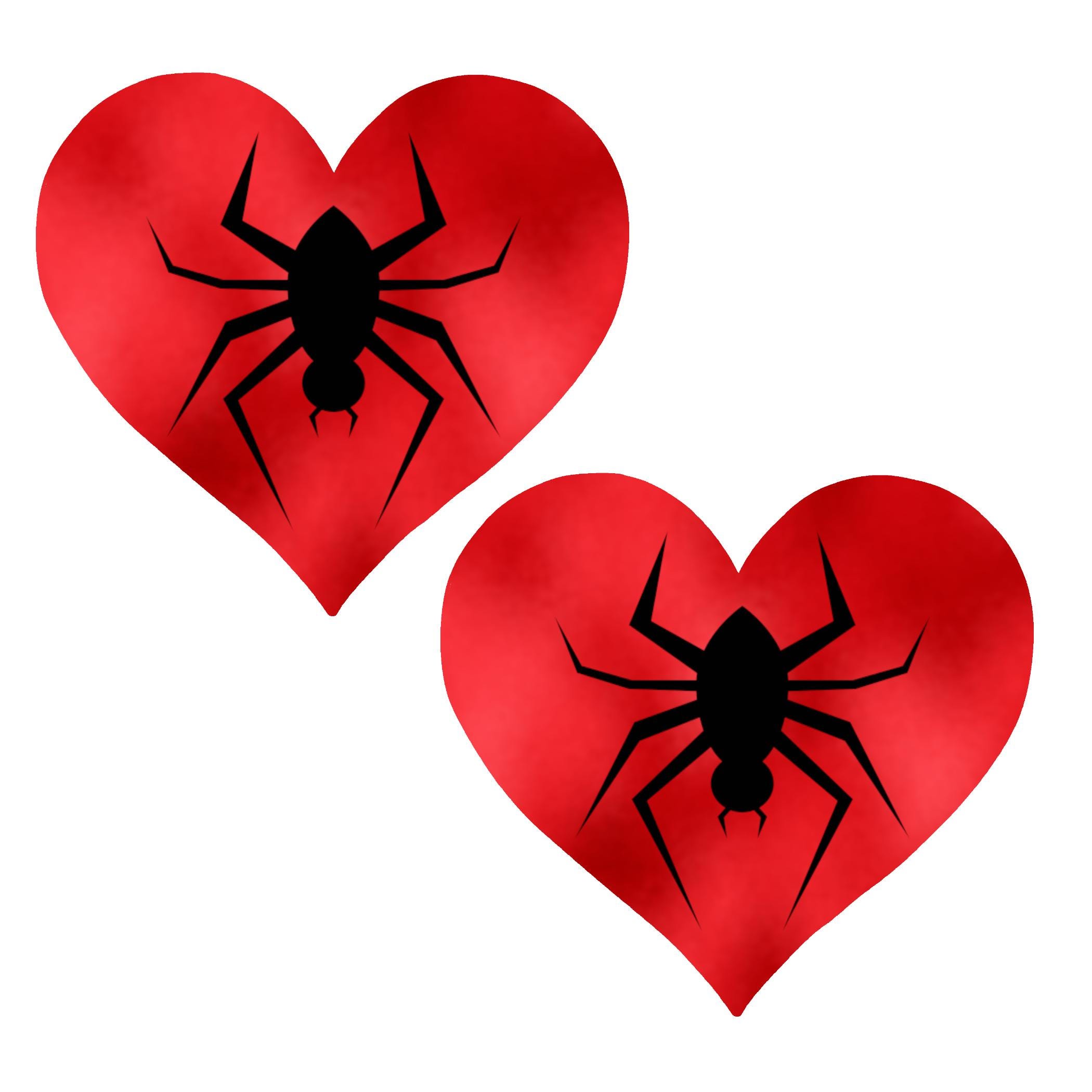 Red Heart Black Widow Nipple Covers | Edgy Pasties for Festivals