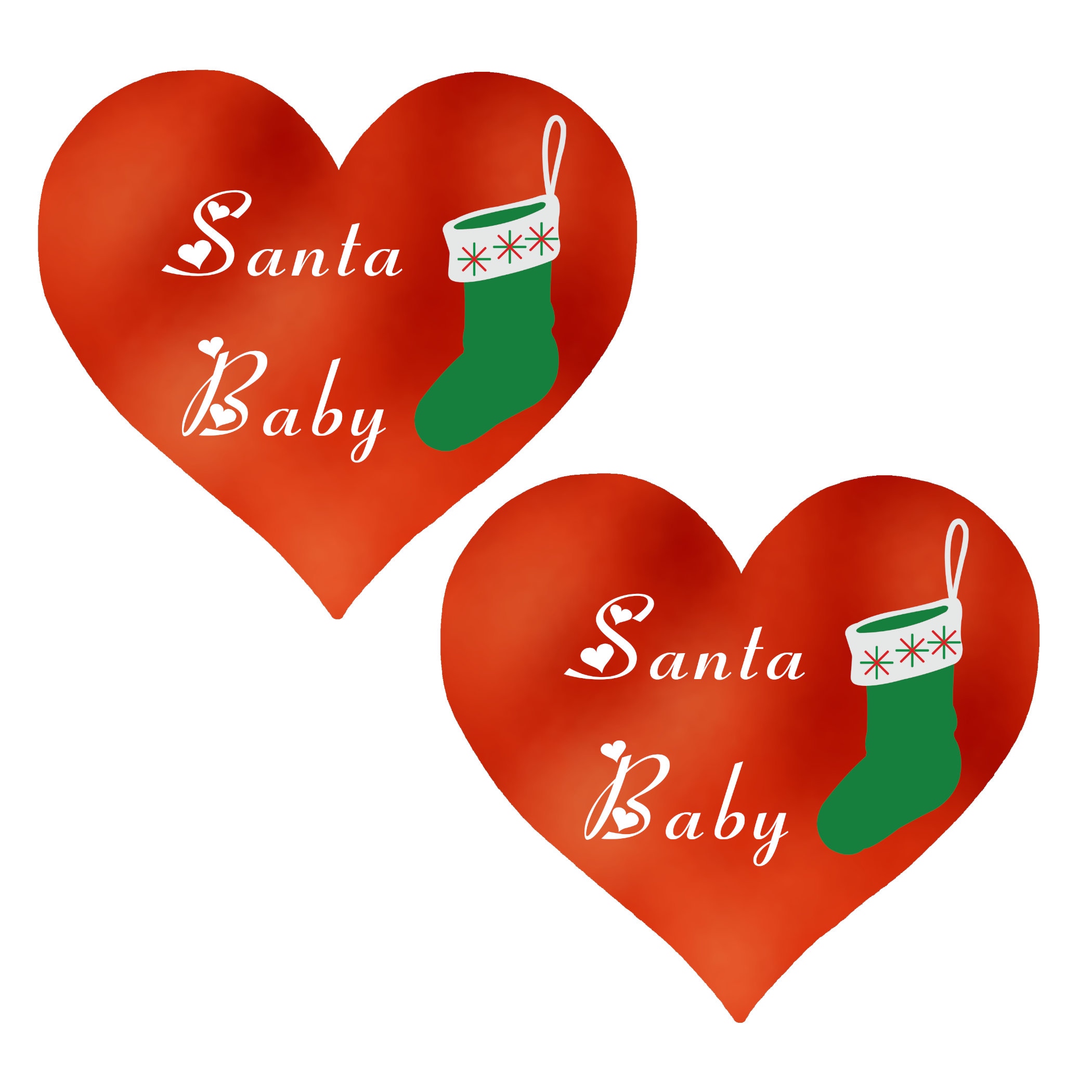 Santa Baby Pasties – Red and Green Heart Nipple Covers with Stocking Design