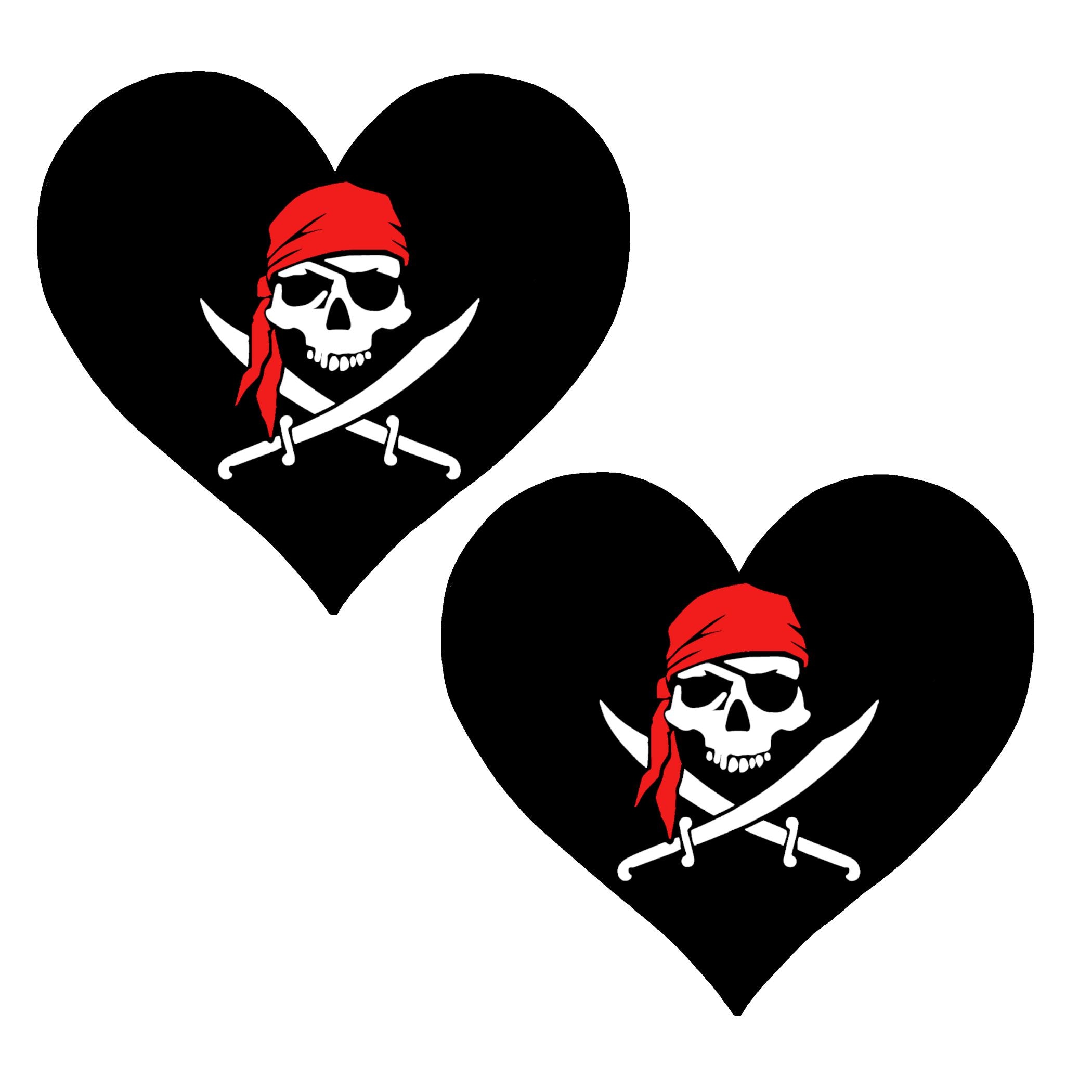Pirate Heart Pasties – Skull and Crossbones Nipple Covers for Parties