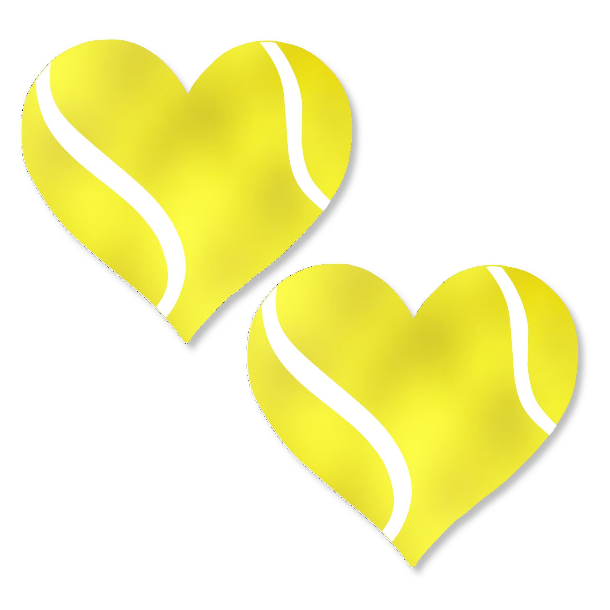 Tennis Heart Pasties – Yellow and Pink Nipple Covers for Sports Fans