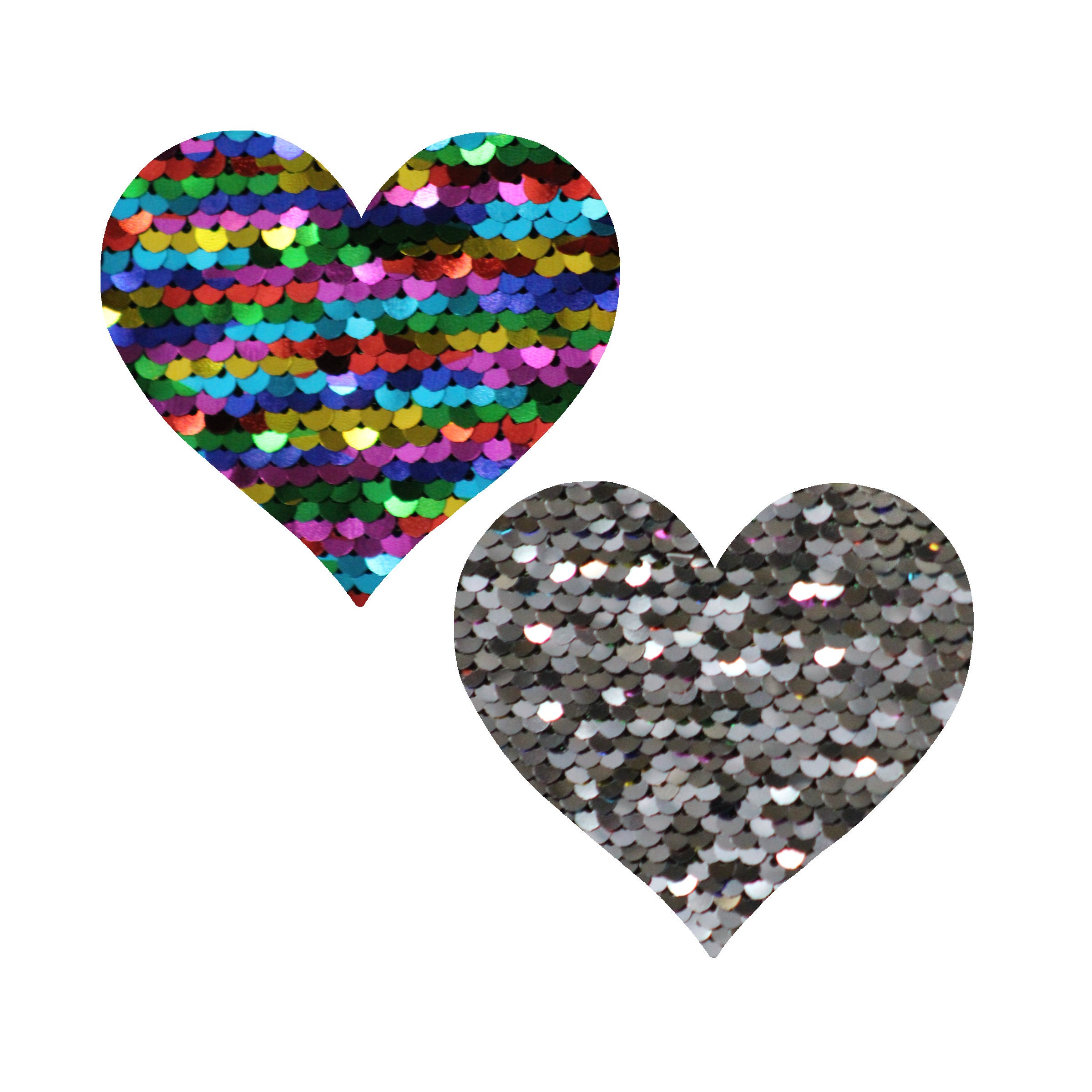 Reversible Sequin Pasties – Rainbow and Silver Nipple Covers