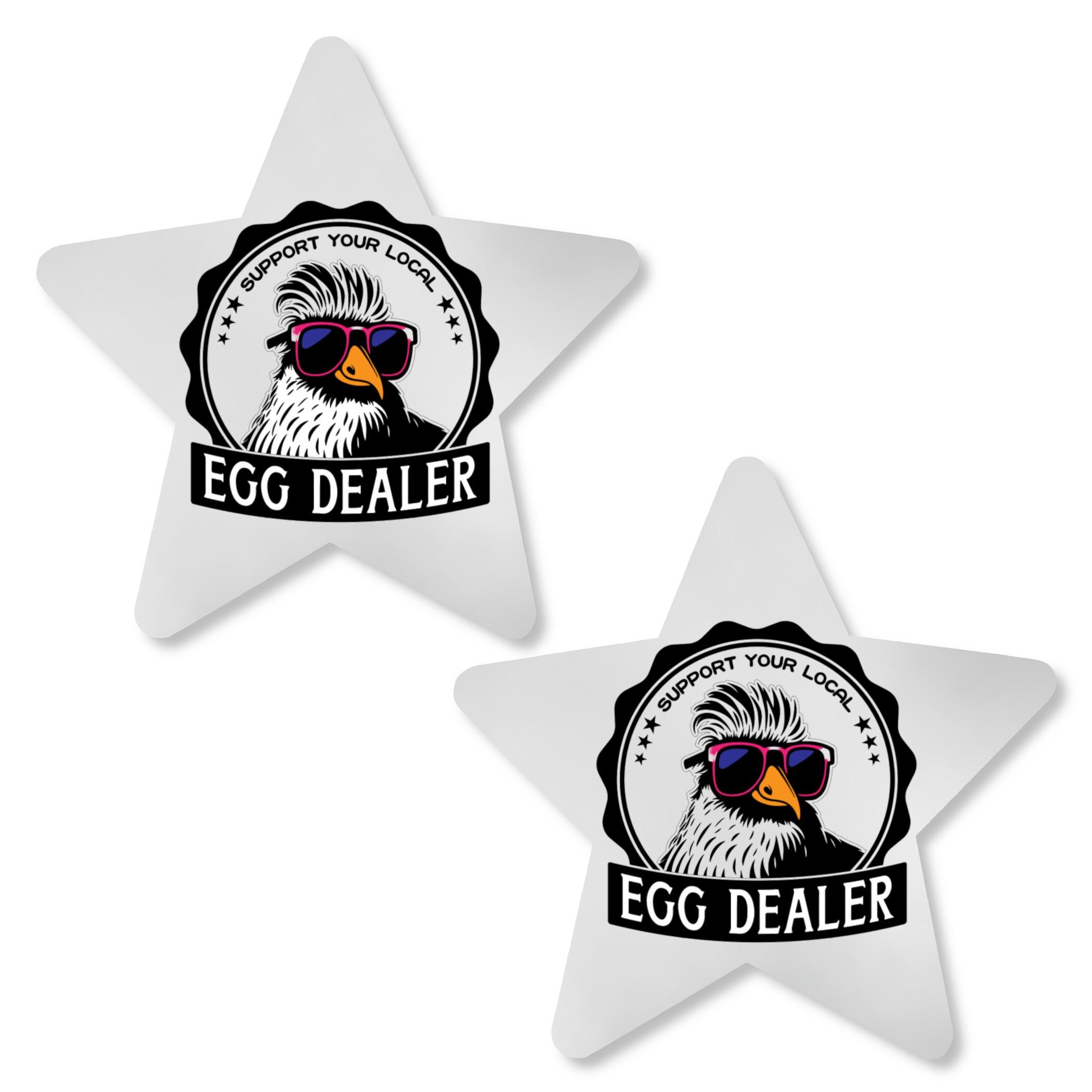 Egg Dealer Pasties – White Star Nipple Covers with Chicken Design